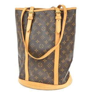 LOUIS VUITTON BUCKET GM Shoulder Tote Bag Monogram Leather Brown